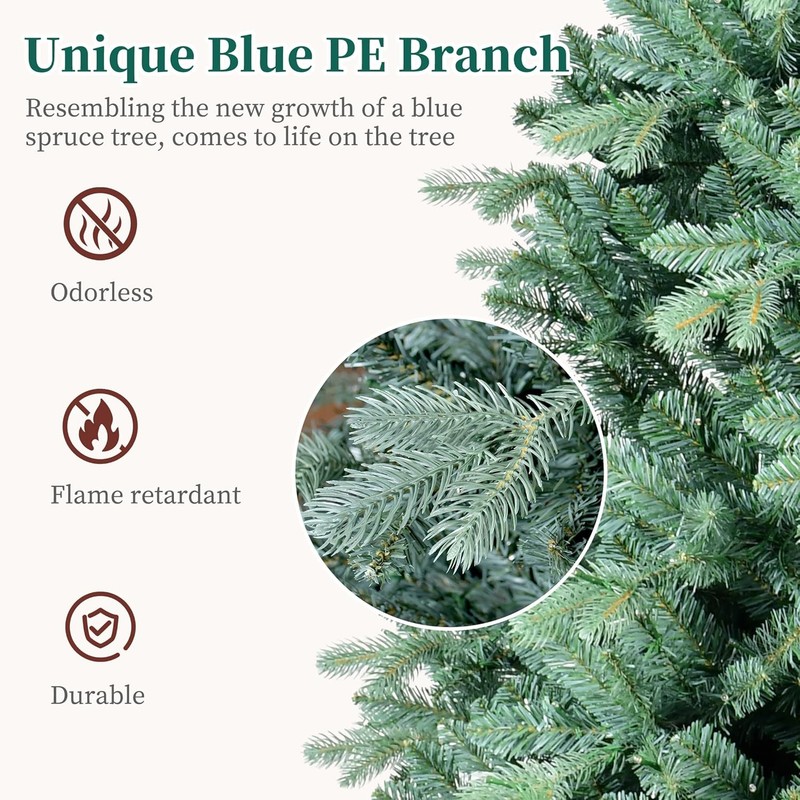 7FT Artificial Spruce Christmas Tree - 2518 PE&PVC Branch Tips - Metal Stand gallery