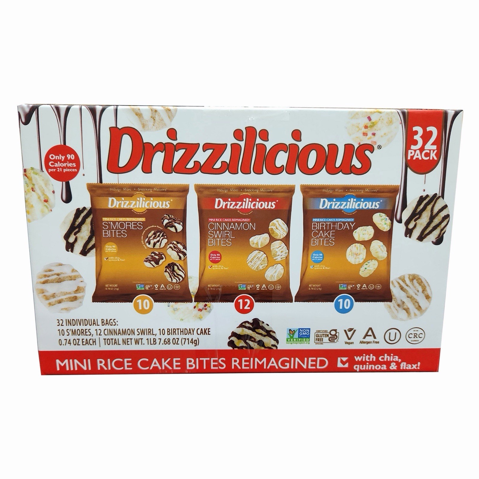 Drizzilicious Mini Rice Cake Bites Reimagined Variety 32-Pack 32.68 oz gallery