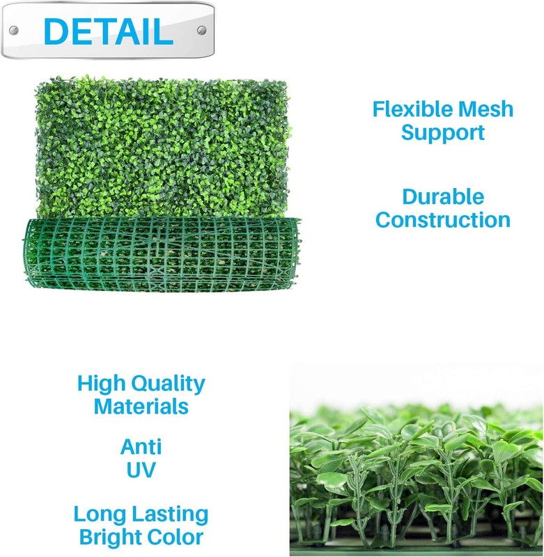 20"x20" Artificial Boxwood Hedge Panel Double Color Lvy Leaf Fence Indoor Decor gallery