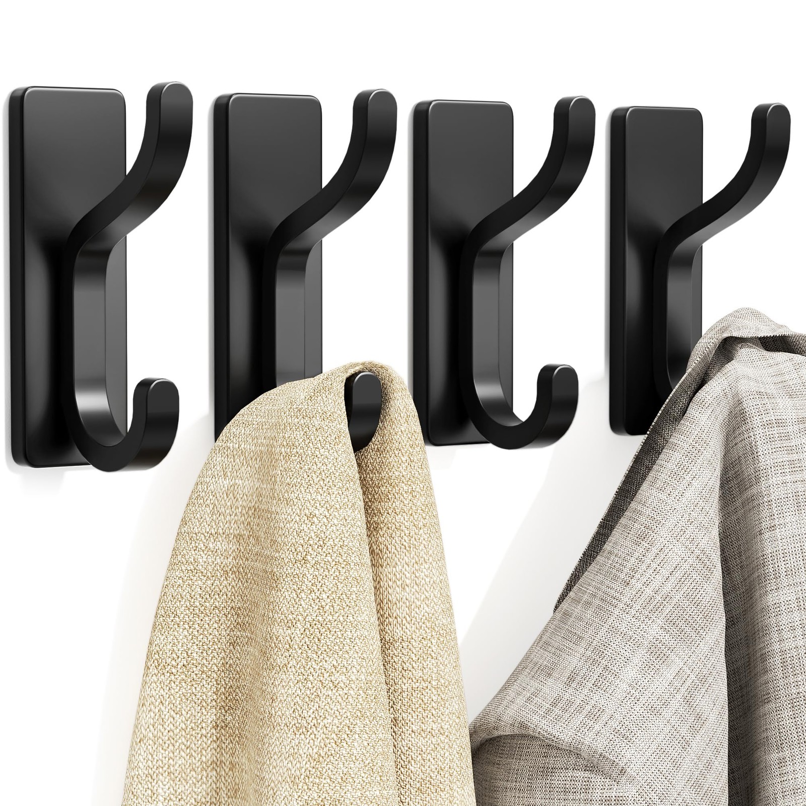 pickpiff Adhesive Wall Coat Hooks - Heavy Duty Stick-On Door Hanger, Black M... gallery