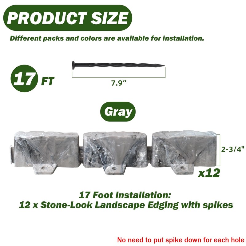 Landscape Edging Garden Edging Border Faux Stone Edging,17FT x 2.75 in Tall D... gallery