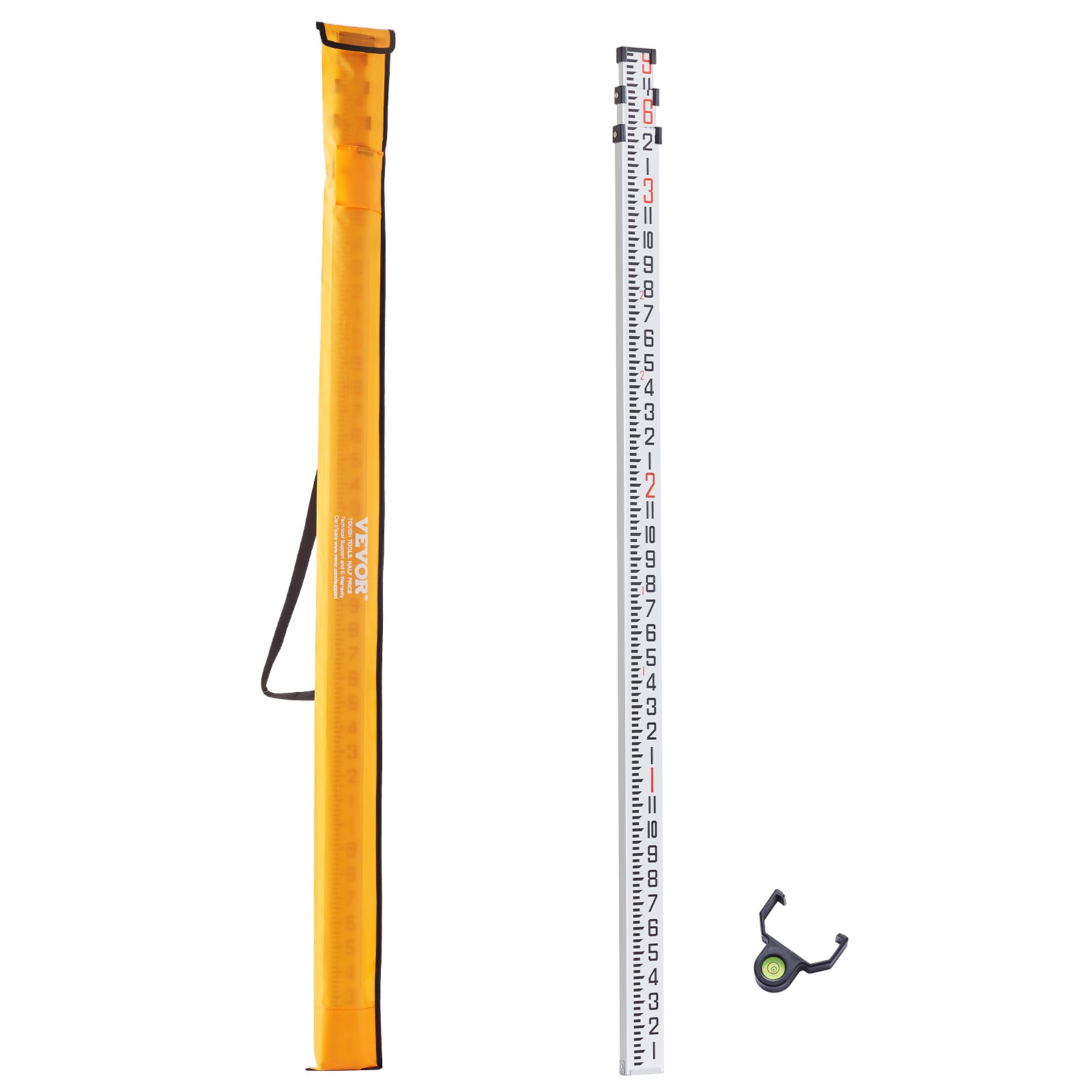 VEVOR Measuring Rod 9-Feet/8ths 3 Sections Telescopic Grade Rod 1/8in w/ Bag gallery