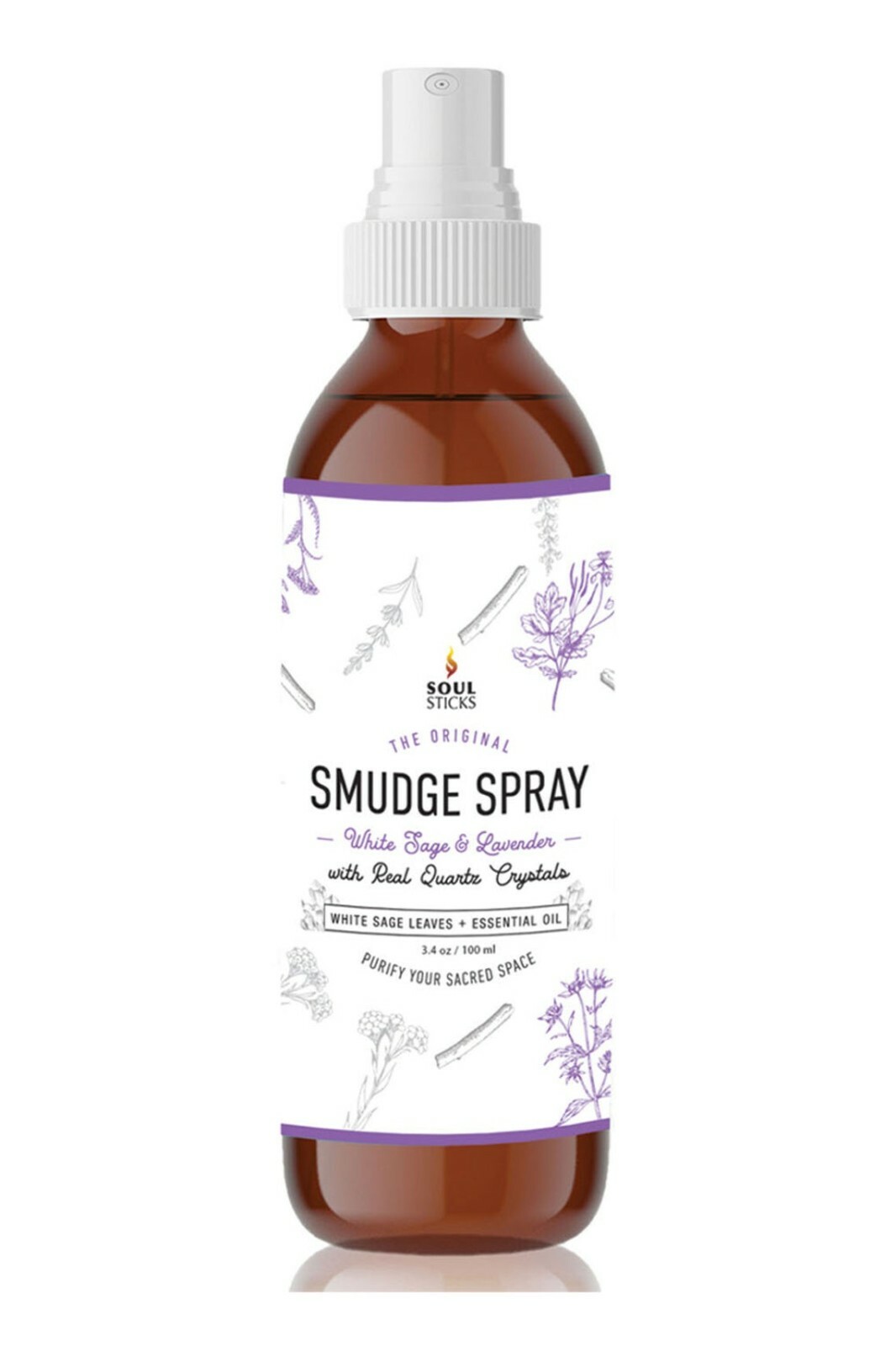 Smudge Spray for Energy Clearing | White Sage & Lavender | Quartz Crystal Inside gallery