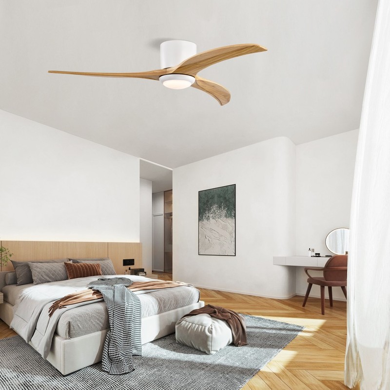 52 in Solid Wood Blades Ceiling Fan With Light with Remote Control gallery