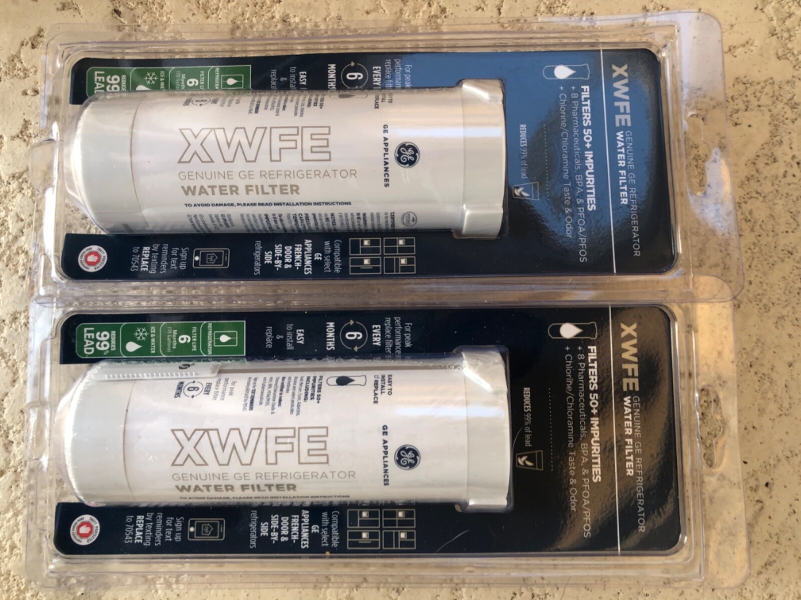 2 X Genuine GE XWFE Refrigerator Filter, Sealed, W/ CHIP gallery