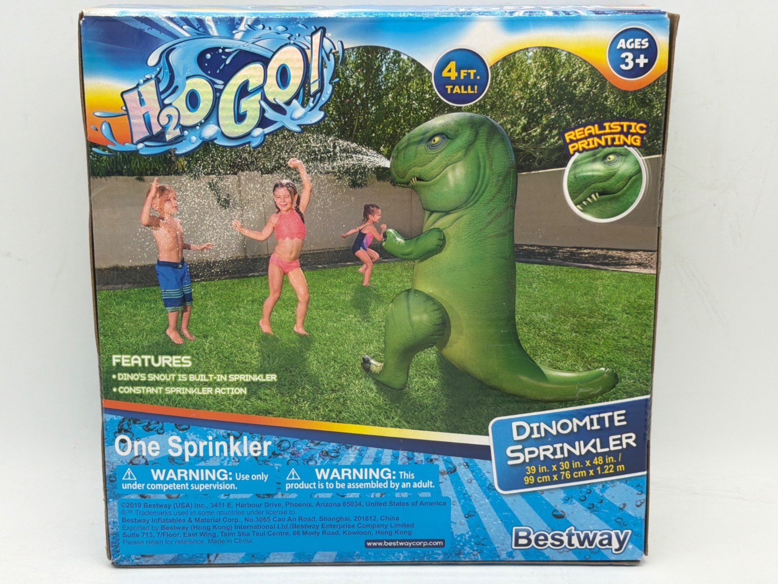 H2OGO! 4Ft Tall T-Rex Dinosaur Inflatable Backyard Sprinkler For Kids Ages 3+ By gallery