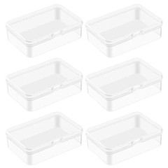 6 PCS Mini Clear Plastic Storage Containers Box Case with Lids Clear Rectangle