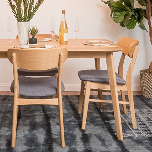 Lucious Fabric / Oak Finish Dining Chairs, 2-Pcs Set Dark Grey gallery
