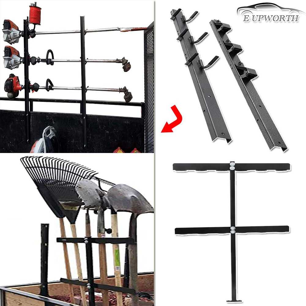 3-Place Weedeater Trimmer Rack w/ Lock & 6 Holes Landscape Shovel Rakes Holder gallery