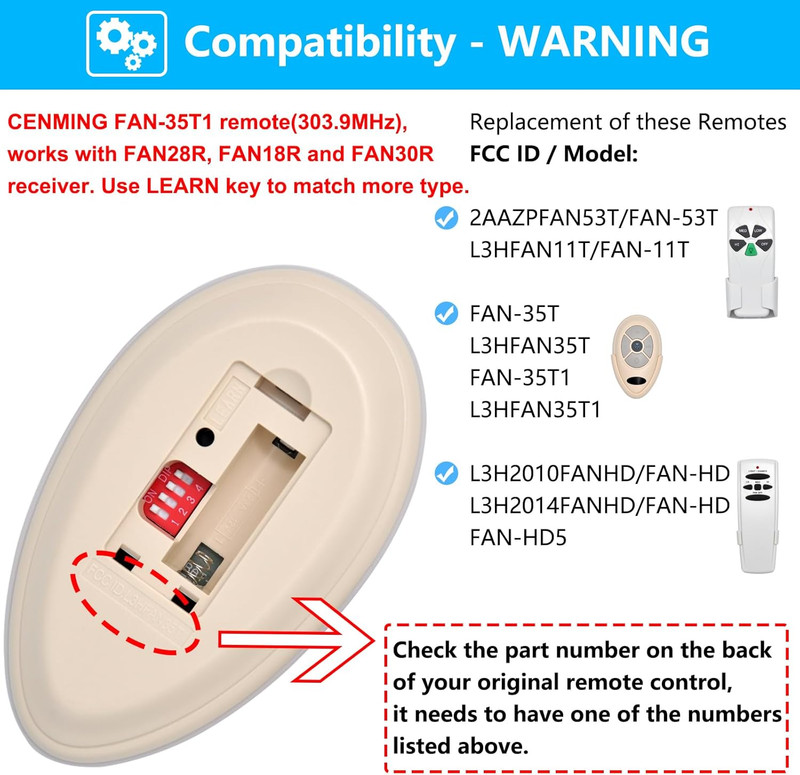 35T1 Replacement Remote for Harbor Breeze Allen Roth Ceiling Fan Remote Control, gallery