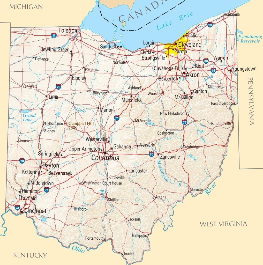 OHIO STATE ROAD MAP GLOSSY POSTER PICTURE PHOTO PRINT highway city blank 3400 gallery