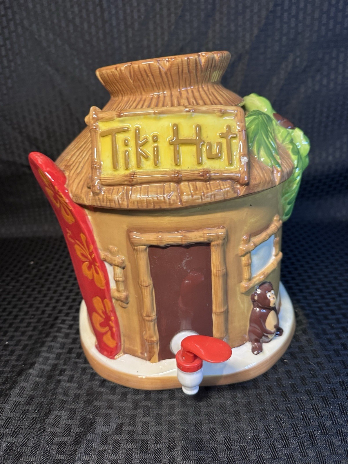 Tiki Hut 2 Gallon Ceramic Beverage Dispenser Target Home Monkey Surf Board Palm gallery