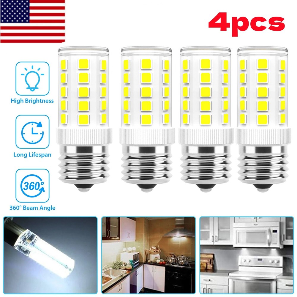 4Pcs LED E17 Bulb Microwave Oven Light 110V-130V 4W Natural White 6000K Lights