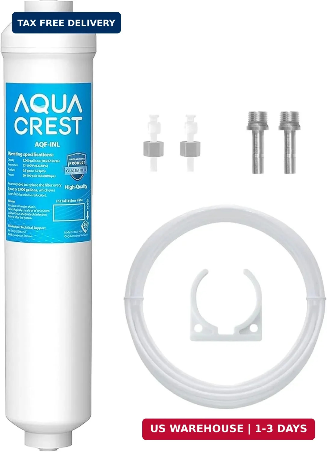 AQUA CREST INL 5 Years Inline Water Filter for Ice Maker with 1/4-Inch Direct Co gallery