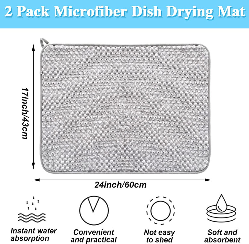 2 Pack Microfiber Dish Drying Mat,24*17 inch Absorbent Dish Drainer Kitchen Coun gallery