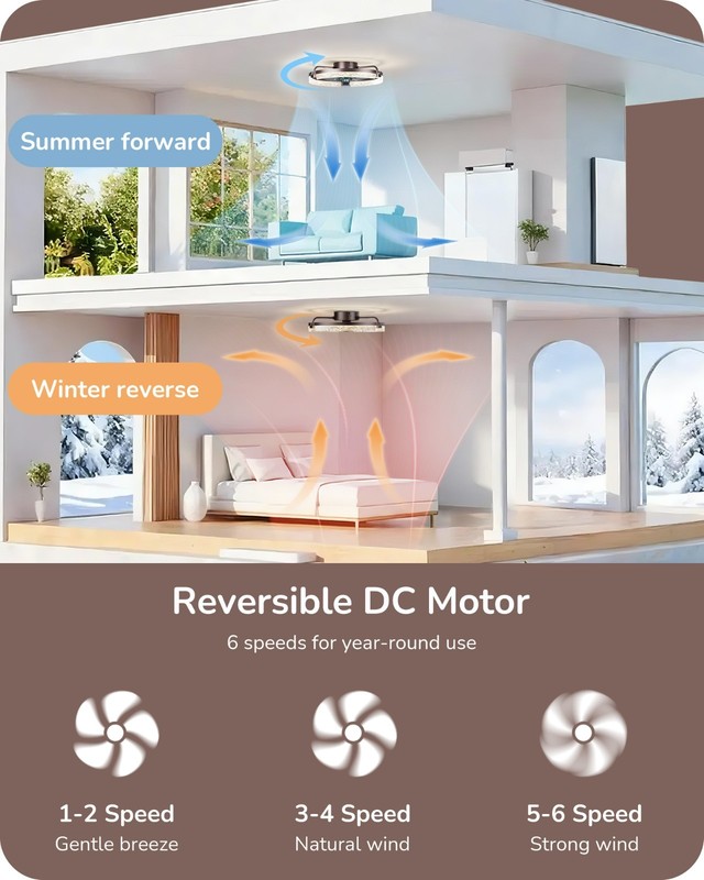 20'' Ceiling Fans with Lights and Remote, LED Low Profile Fan Light, 3000-6000K gallery