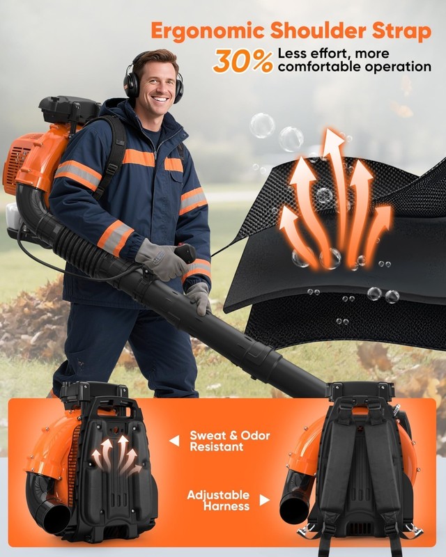 Leaf Blower 75.6cc 2-Stroke Backpack Gas Powered Leaf Blower 847CFM 236 MPH gallery