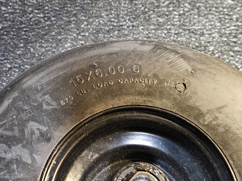 (QTY 1) KTW 15X6.00-6 Smooth Solid Lawn & Garden Tire on Black Rim 570 lb Max gallery