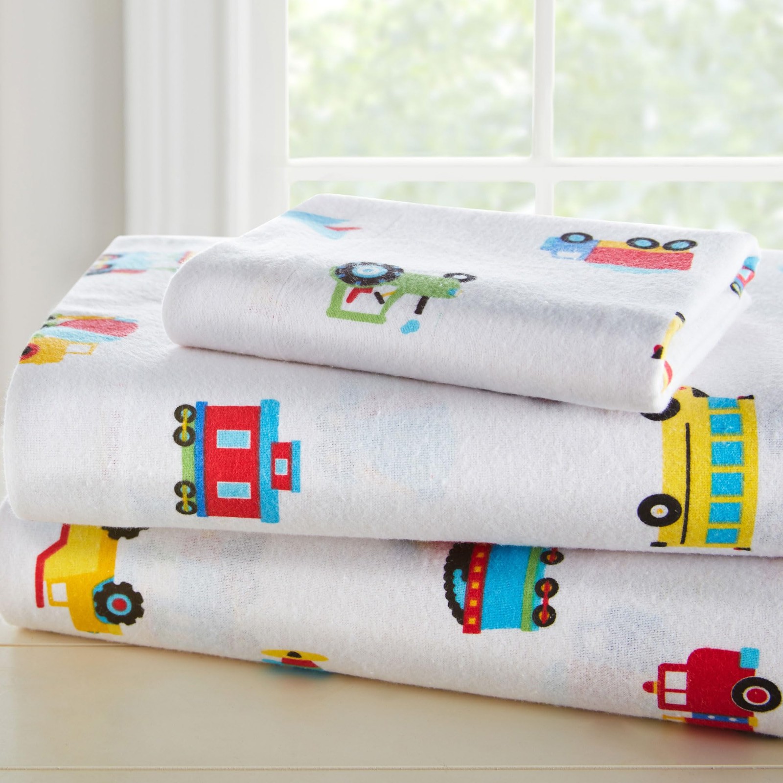 Flannel Twin Sheet Set – 100% Cotton, Soft & Cozy Bed Sheets - Trains, Planes... gallery