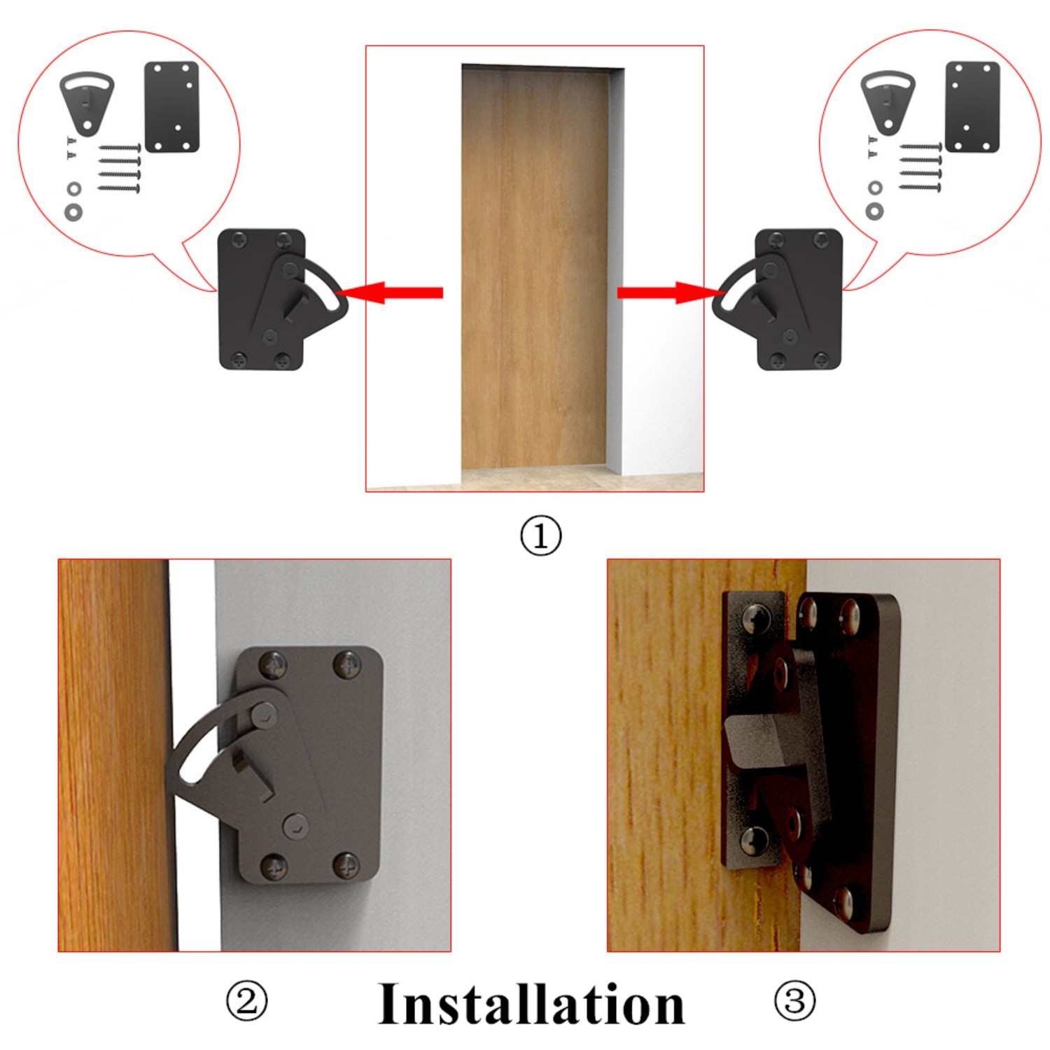 CCJH 1Pack Steel Silver Door Lock for Sliding Barn Wooden Doors Two-Piece Lock gallery