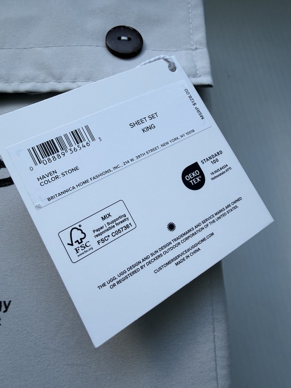 UGG 4PC KING Sheet Set "HAVEN" (STONE GRAY) COOLING TECHNOLOGY ALL-SEASON gallery