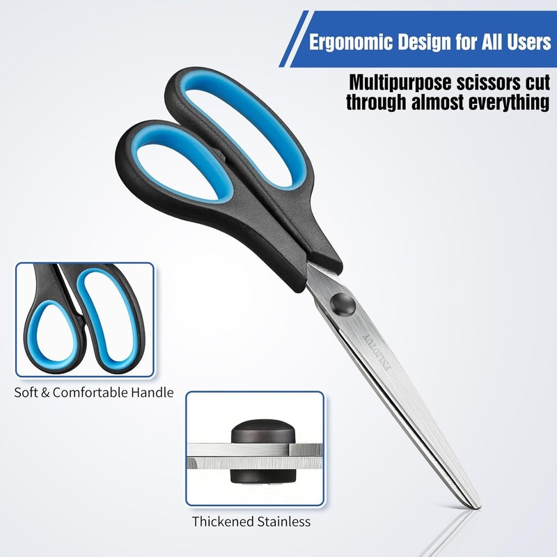 3-Pack 8" Scissors, Stainless Steel Craft Scissors, All Purpose Heavy Duty gallery