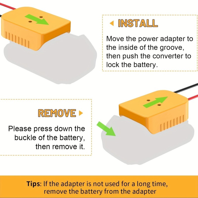 2 Pack Adapter Compatible with De-Walt 20V Battery Adapter with Switch, Fuse gallery