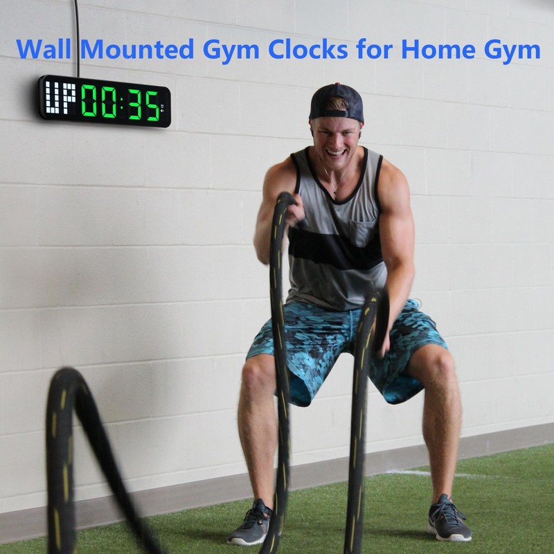 Large 15" Gym Timer Wall Clock - Interval Countdown with Remote for Fitness & Bo gallery