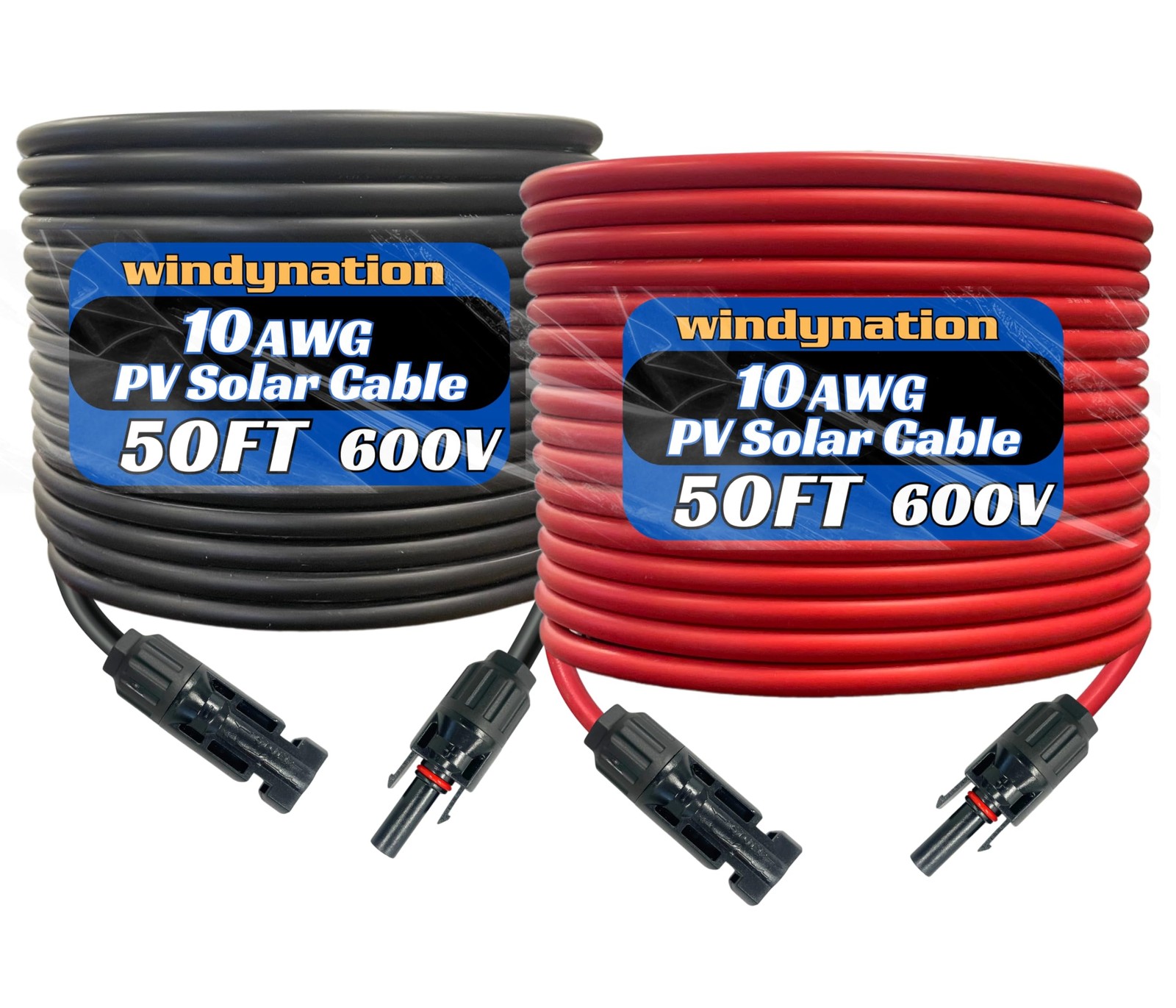 WindyNation 10 AWG Solar Cable 50ft Black Red gallery