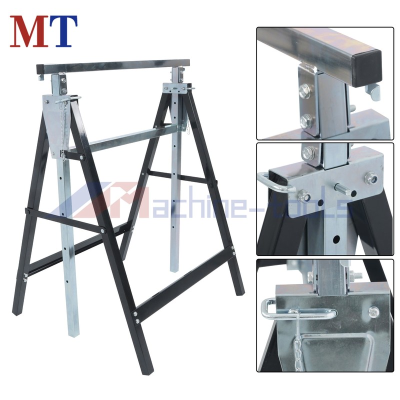2 Pcs 7-Speed Adjustable Height Foldable Metal Sawhorse Work Stand 440 lbs gallery