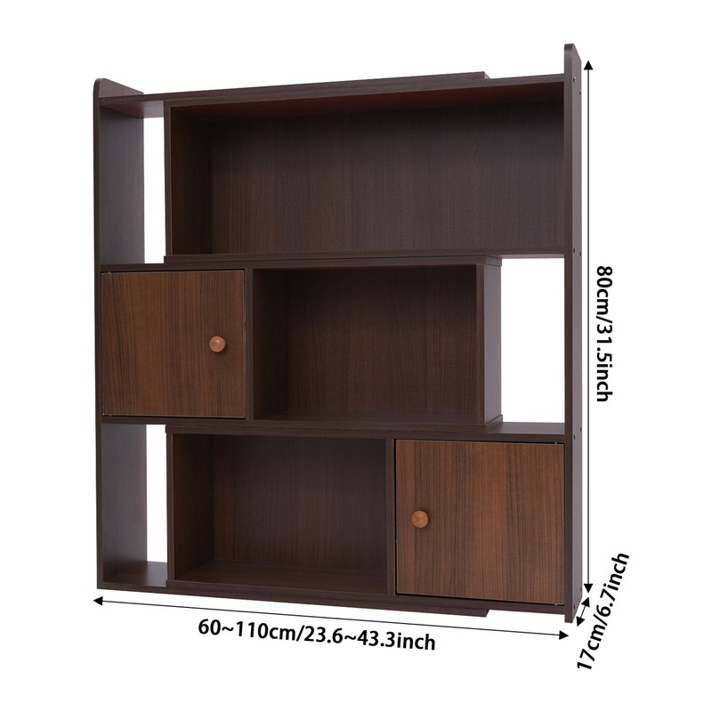 Stretchable Length 60-110cm Bookcase Modern Bookshelf W/Cabinet 3-Tier Bookshelf gallery