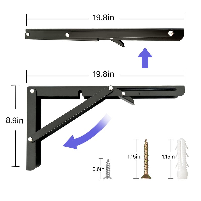 2 PCS 20 Inch Folding Table Hinge Collapsible Wall Mounted Shelf Brackets gallery