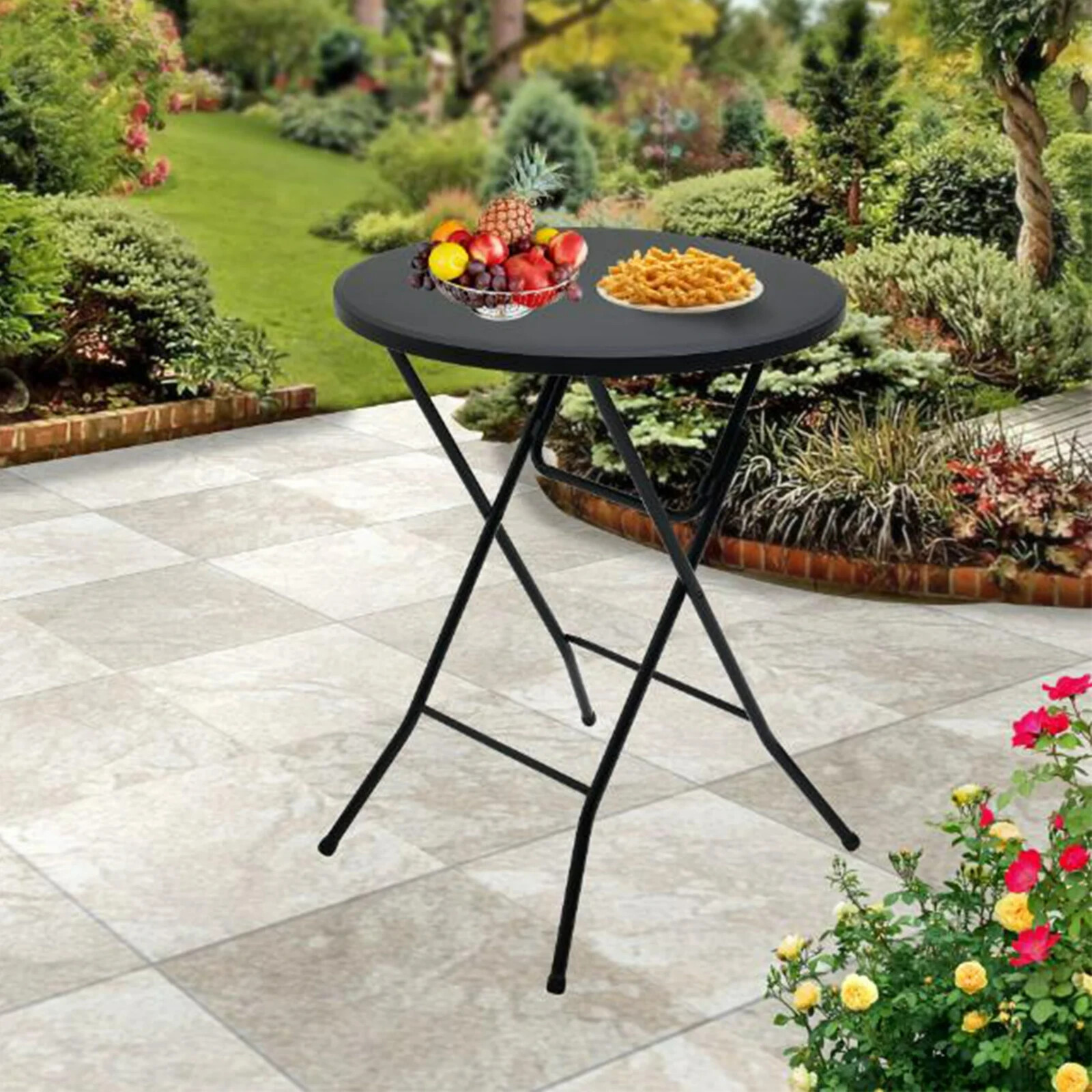 High Top Folding Bistro Table Cafe Round Outdoor Patio Cocktail Party Porch Side gallery