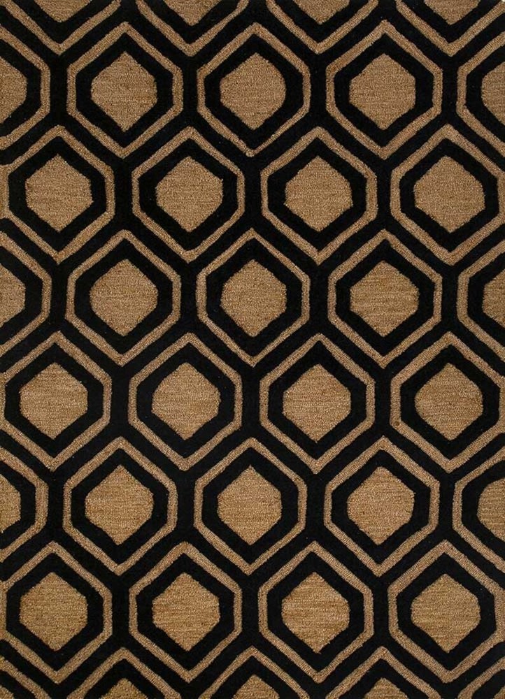 Pattern Hand Tufted Loop Cut Pile Bronze Black Rug, 8x10, 9x12 Handmade