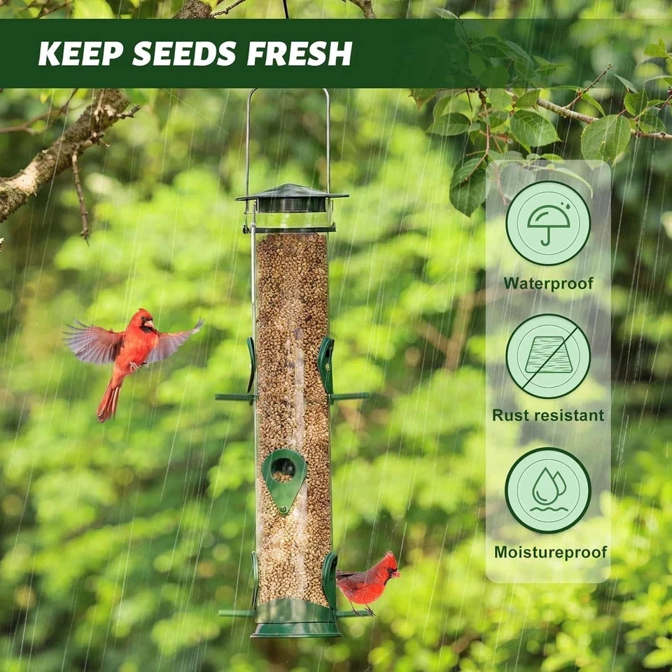 [2 Pack] Bird Feeder Squirrel Proof Bird Feeders for Outdoors Hanging, 6 Ports W gallery