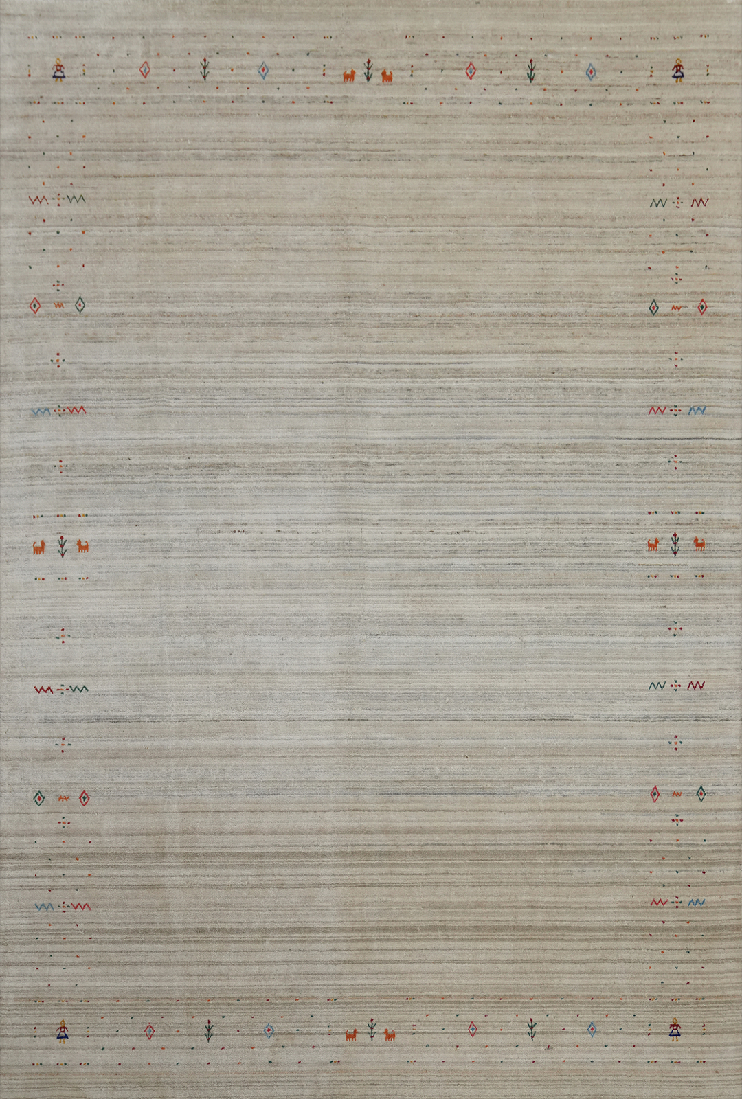 High-quality Beige Hand-woven Silk Rug Durable Gabbeh Rug 9x12 ft gallery