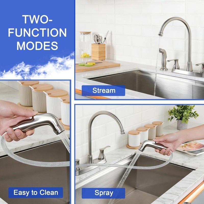 Versatile Modern Kitchen Faucet with Side Sprayer, Ideal for Heavy Cleaning gallery
