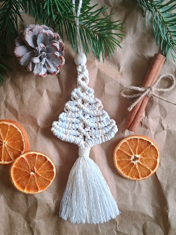 Handmade Macrame Ornaments Set of 6 - Boho Holiday Decor - Gift Box gallery