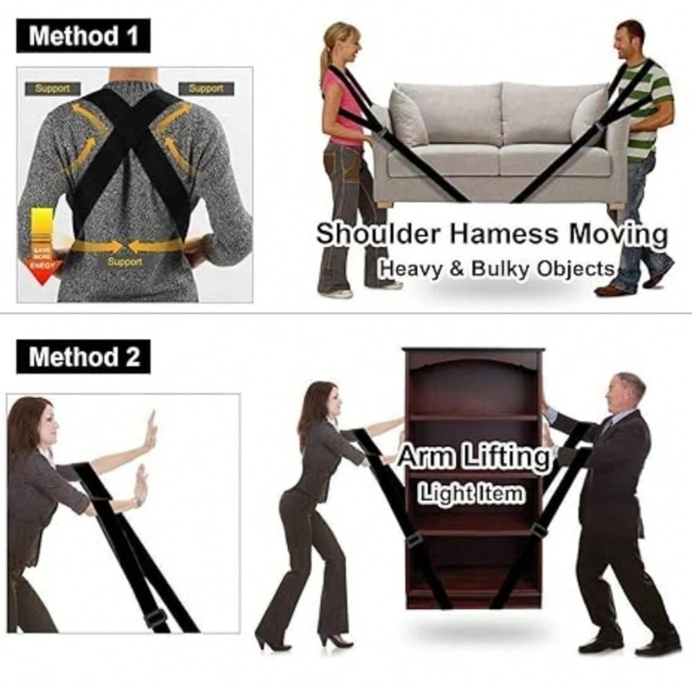 New Pro Ergonomic 2 Person Moving Straps Safe 800LB Heavy Furniture Lift Belt gallery