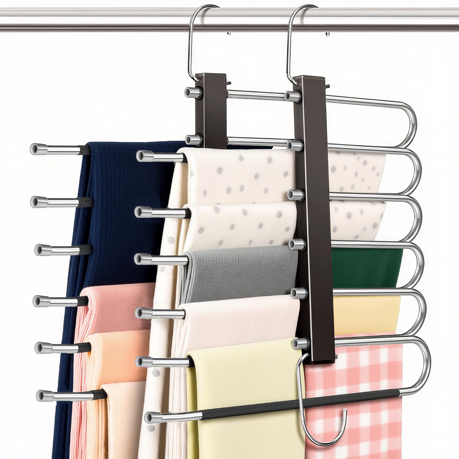 2 Pack Magic Pants Hangers Space Saving - 6 Tier Space Saving Hangers, Anti-S... gallery