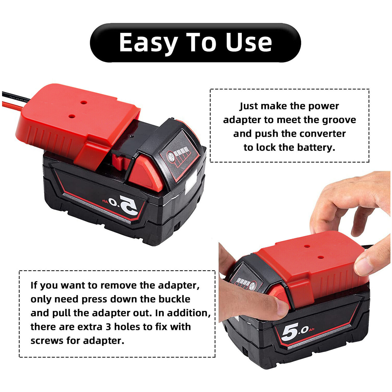 DIY Battery Adapter 18V Power Connect Compatible With Milwaukee M18 Power Wheels gallery
