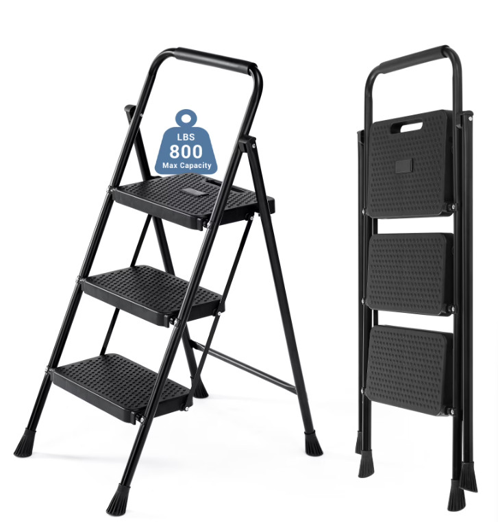 CONCETTA 3 Step Ladder, Folding Step Stool with Anti-Slip Pedal 800lbs Capacity gallery