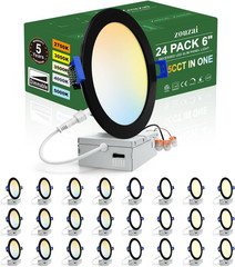 24 Pack 6in Slim LED Recessed Ceiling Lights 5CCT Dimmable ETL Energy Star