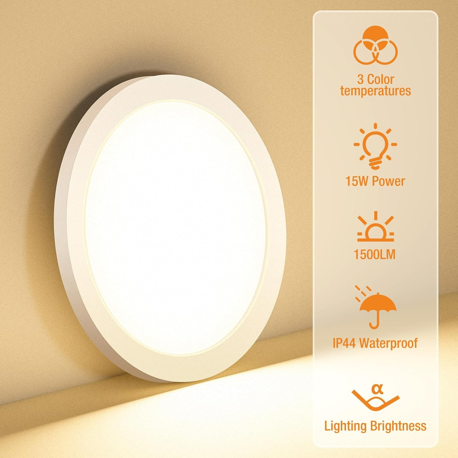7.5" LED Ceiling Light Flush Mount 3 Color 3000K 4000K 6500K Ultra Thin White gallery