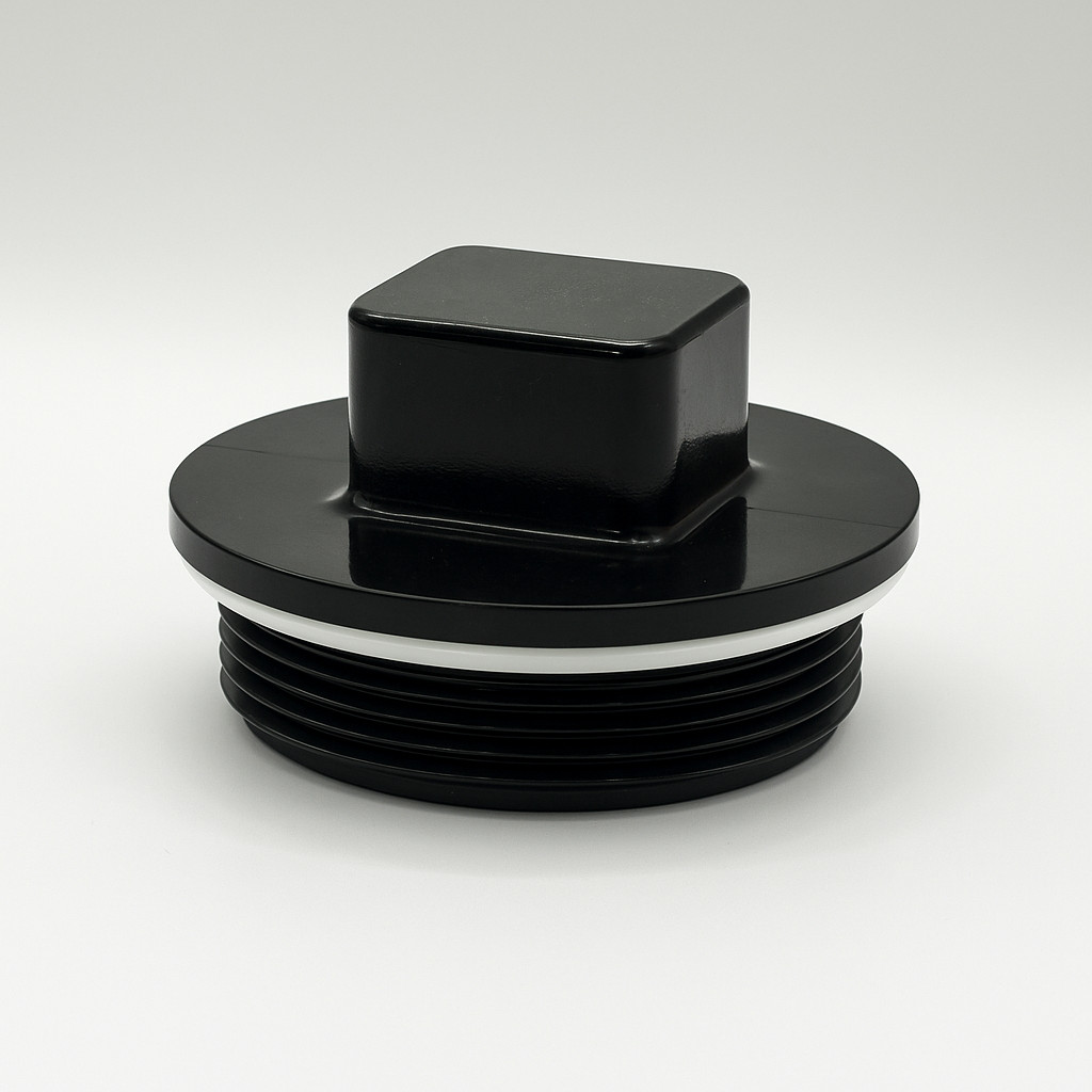 ABS Cleanout Plug DWV Threaded Fitting – With Rubber Gasket – 1-1/2" 2" 3" 4" gallery