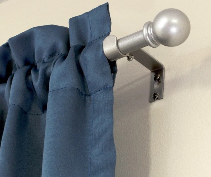 2- Mainstays Adjustable 48”-84” Nickel Ball Curtain Rod Nickel 5/8” New gallery