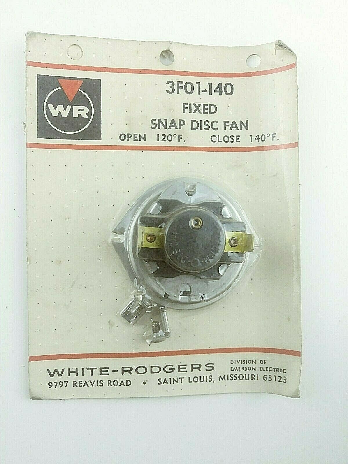 White-Rodgers 3F01-140 Snap Disc Fan Limit Fixed Open 120 F Close 140 F gallery