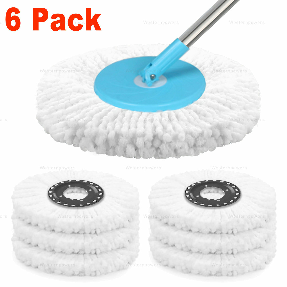 6 Pack Replacement Microfiber Mop Head Easy Cleaning Wring Refill for Spin Mop gallery