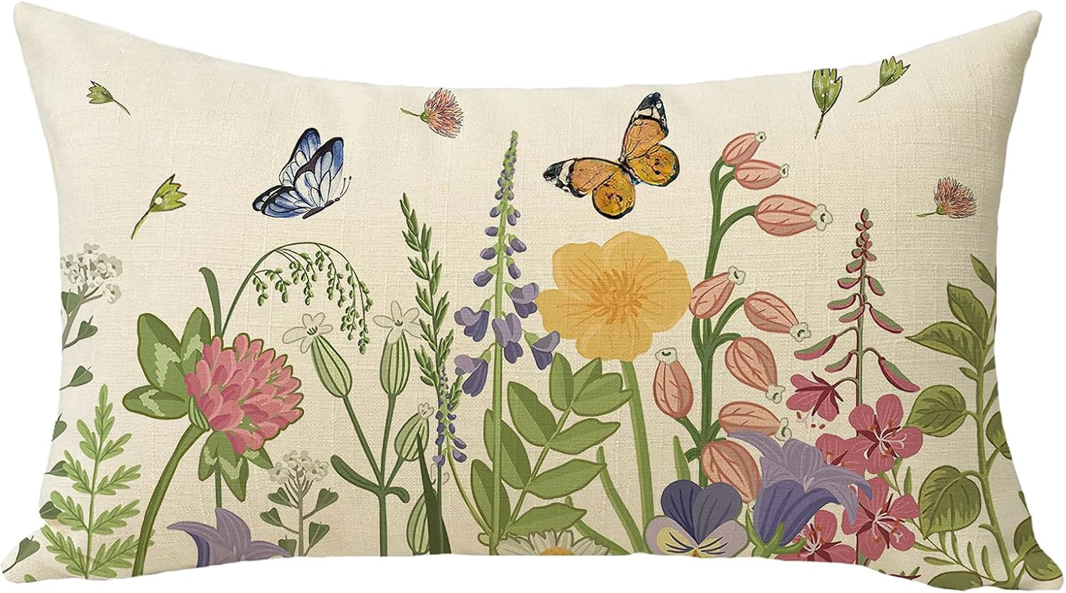 Spring Summer Wildflowers Lumbar Decorative Throw Pillow Cover 12 X 20, gallery