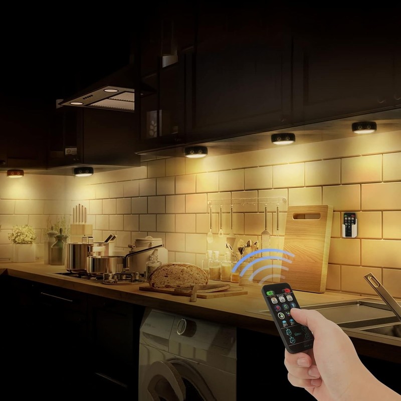 Dimmable Wireless LED Puck Lights with Remote - Perfect for Cabinets & Shelves gallery